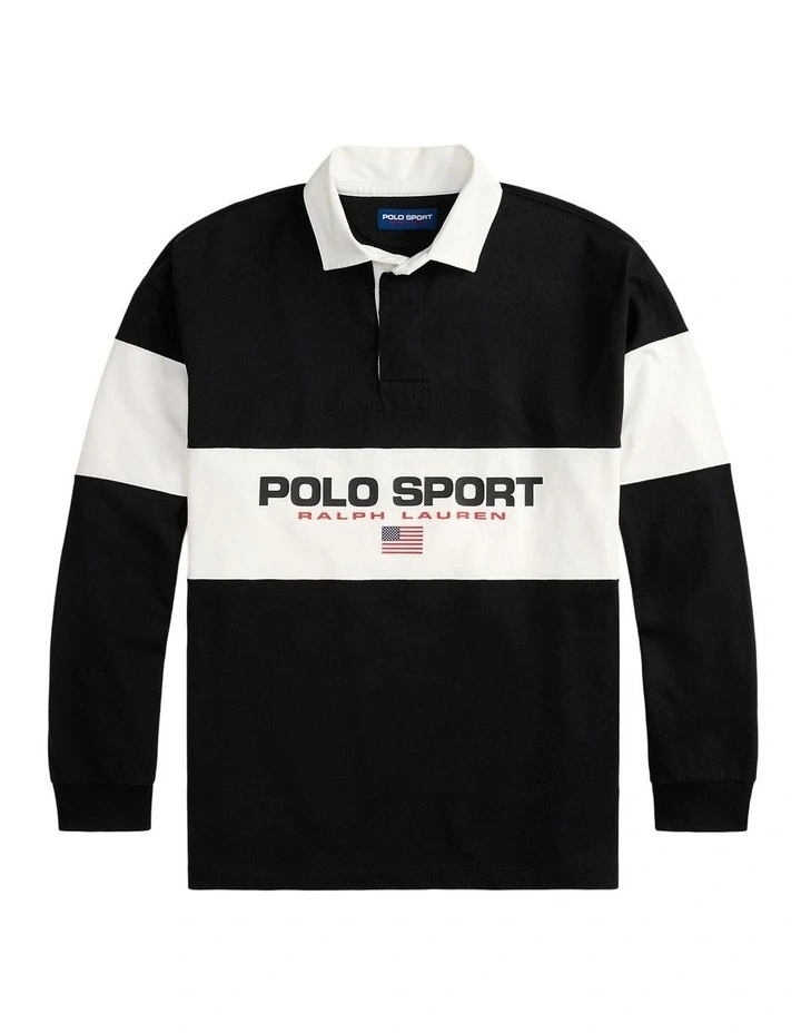 Big Fit Polo Sport Rugby Shirt in Black image 4