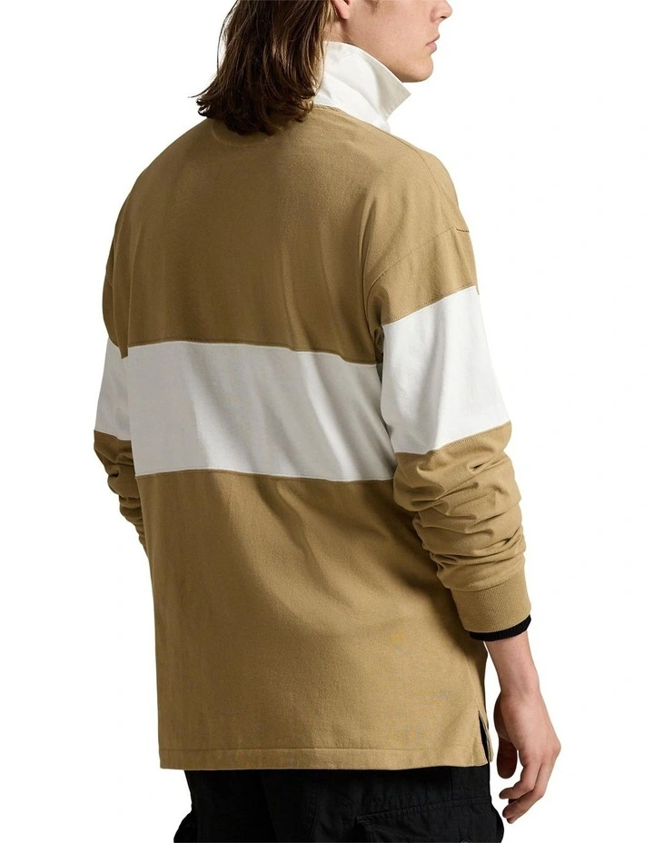 Big Fit Polo Sport Rugby Shirt in Beige image 2