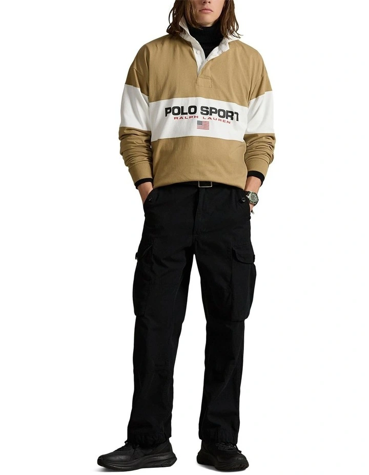 Big Fit Polo Sport Rugby Shirt in Beige image 3