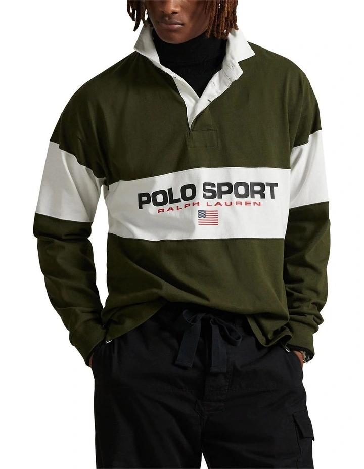 Big Fit Polo Sport Rugby Shirt in Green image 1