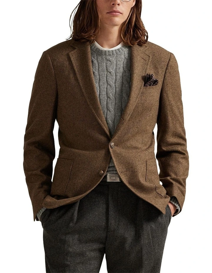 Polo Modern Fit Herringbone Sport Coat in Brown image 1