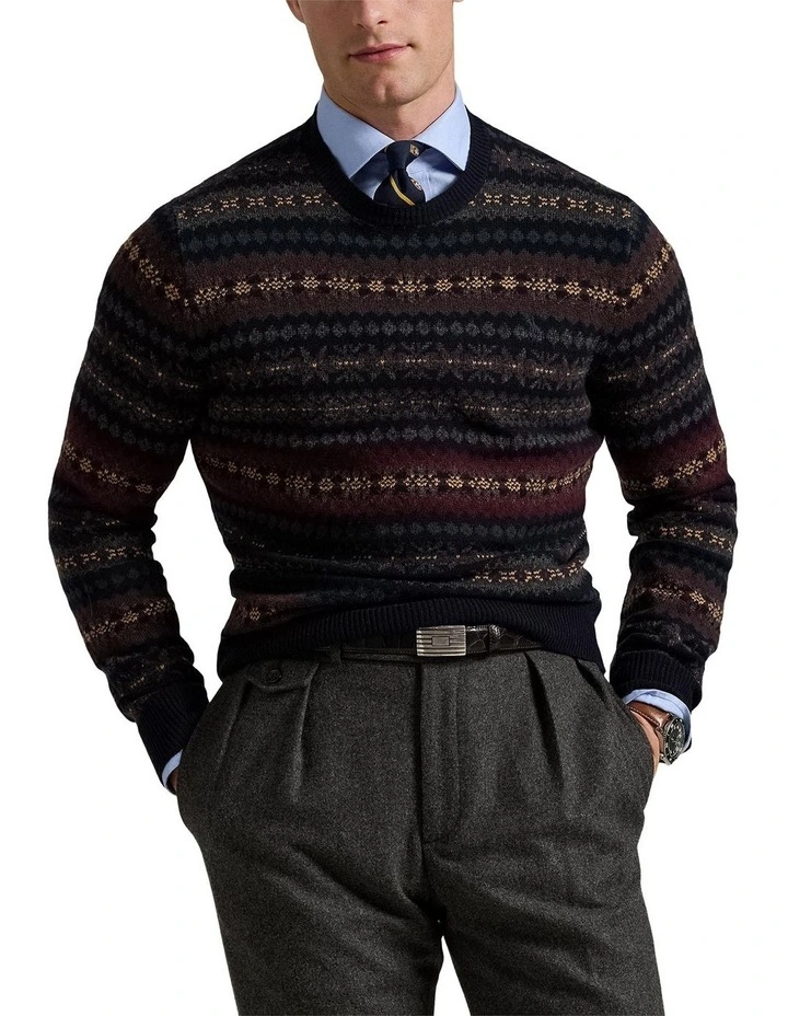 Fair Isle Wool Sweater in Blue image 1