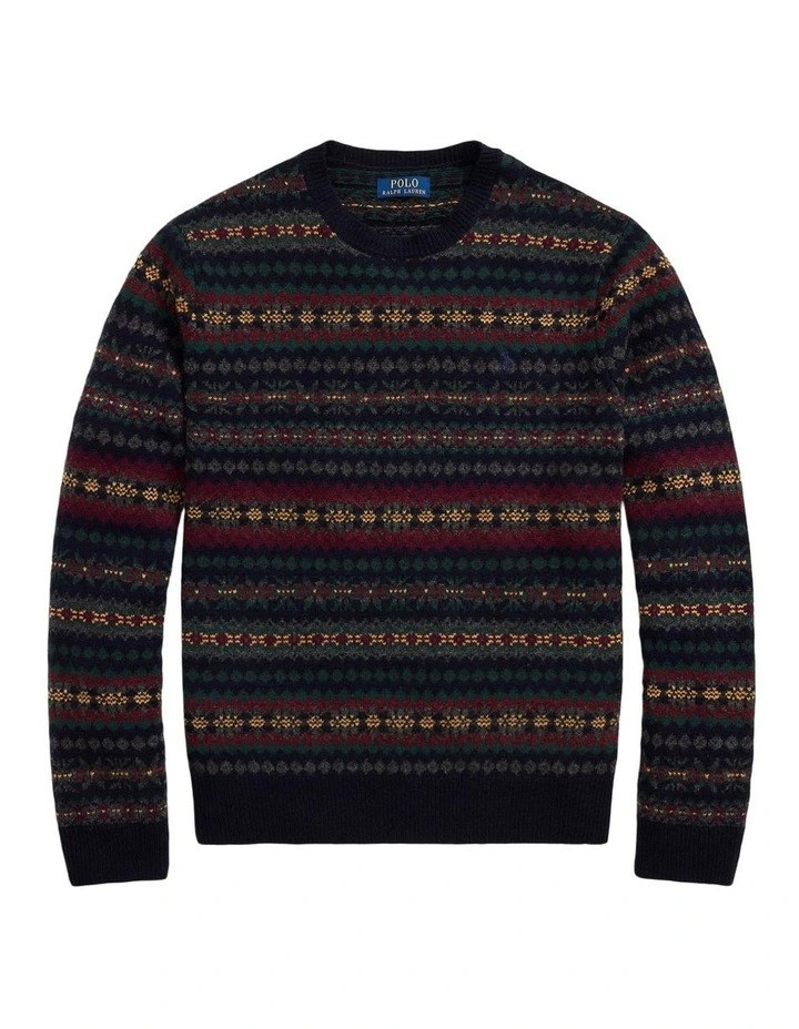Fair Isle Wool Sweater in Blue image 4