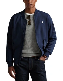 Double-Knit Flight Jacket in Navy