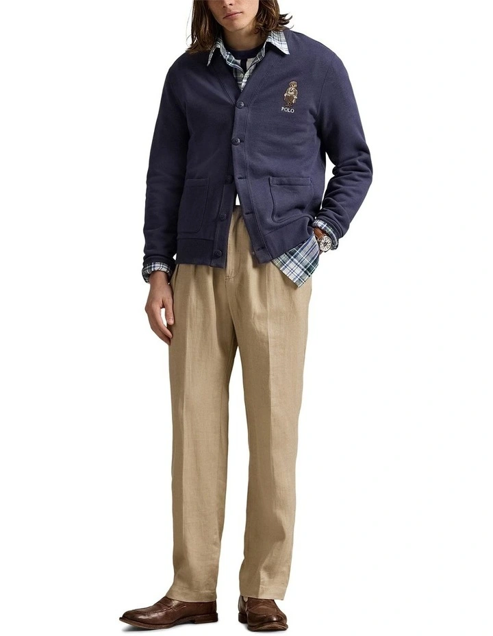 Polo Bear Fleece Cardigan in Blue image 3