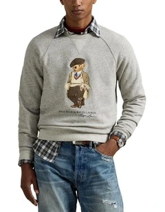 Polo Bear Fleece Sweatshirt in Grey