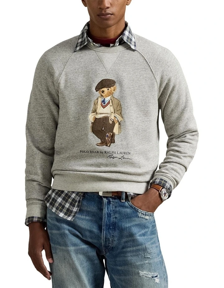 Polo Bear Fleece Sweatshirt in Grey image 1