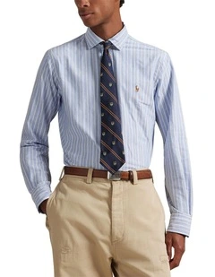 Classic Fit Striped Oxford Shirt in Blue