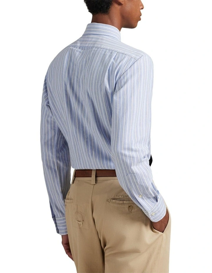 Classic Fit Striped Oxford Shirt in Blue image 2