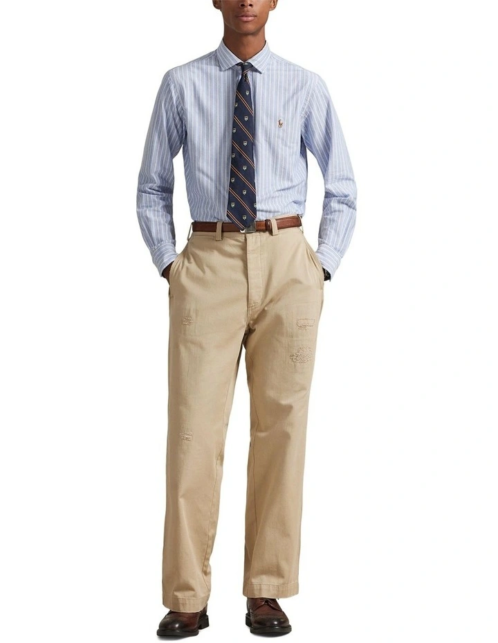 Classic Fit Striped Oxford Shirt in Blue image 3