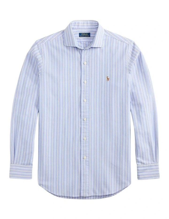 Classic Fit Striped Oxford Shirt in Blue image 4