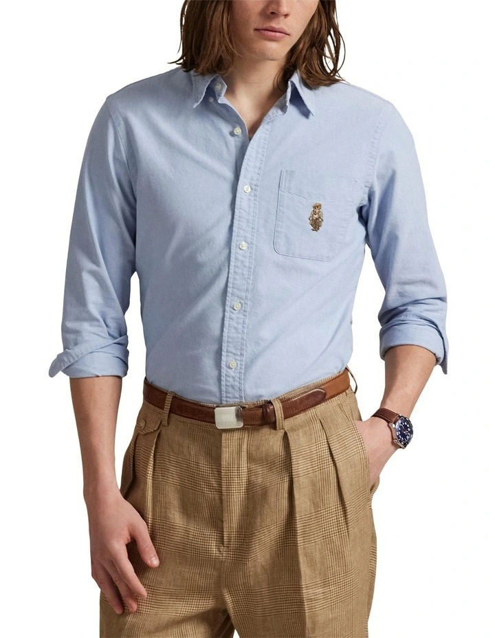 Classic Fit Polo Bear Oxford Shirt in Blue image 1