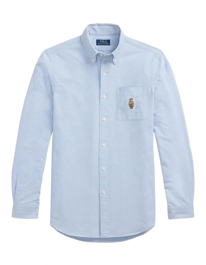 Classic Fit Polo Bear Oxford Shirt in Blue image 4