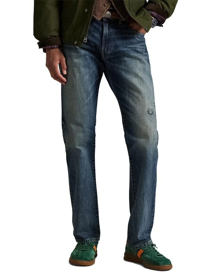 Hampton Straight Distressed Jean in Blue image 1