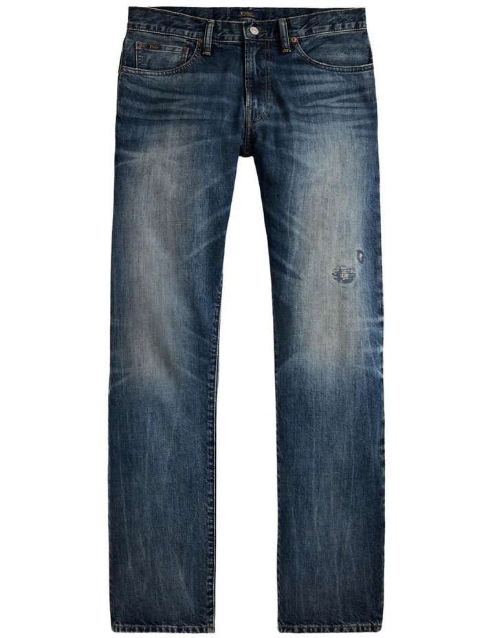 Hampton Straight Distressed Jean in Blue image 4