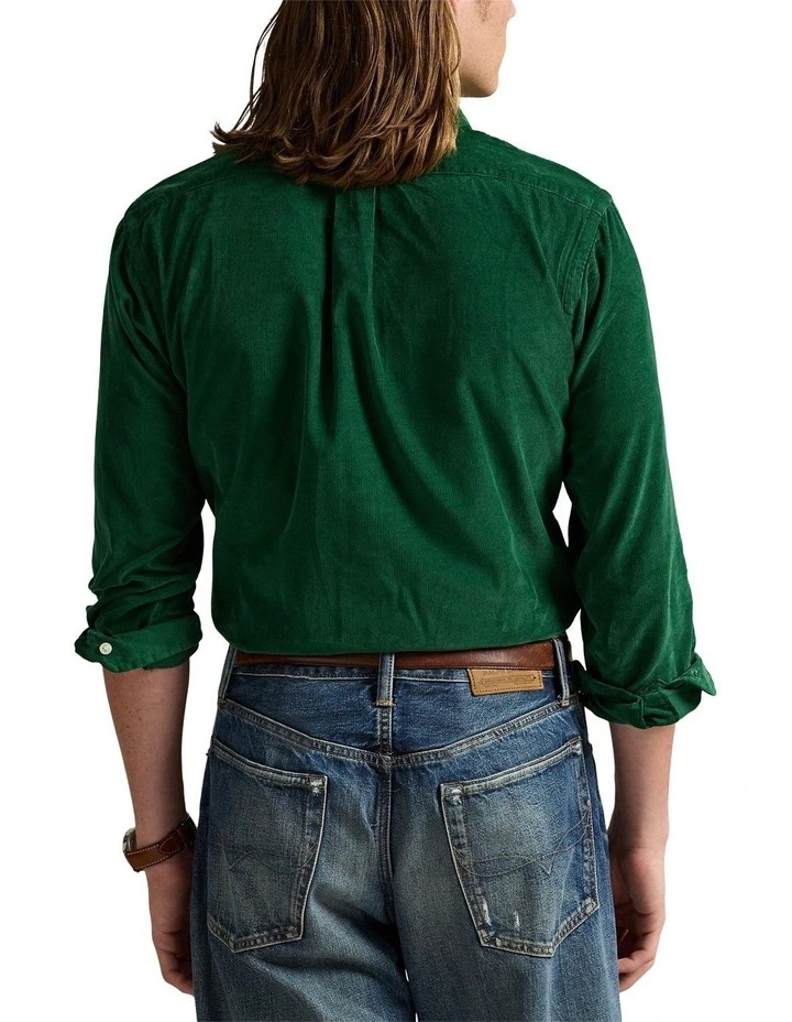 Classic Fit Polo Bear Corduroy Shirt in Green image 2