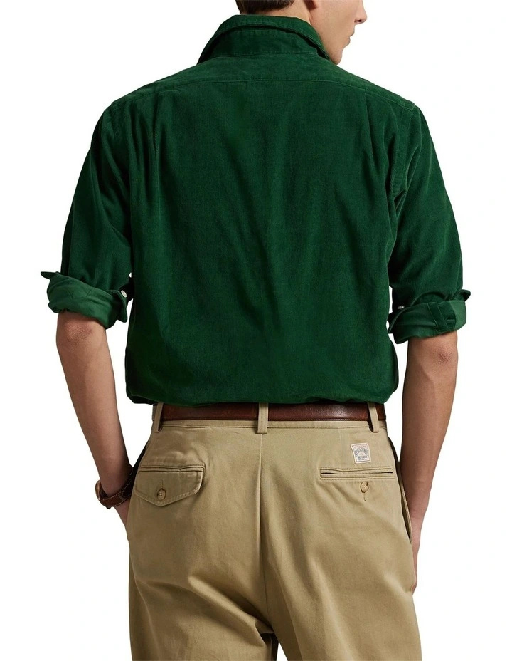 Classic Fit Corduroy Shirt in Green image 2