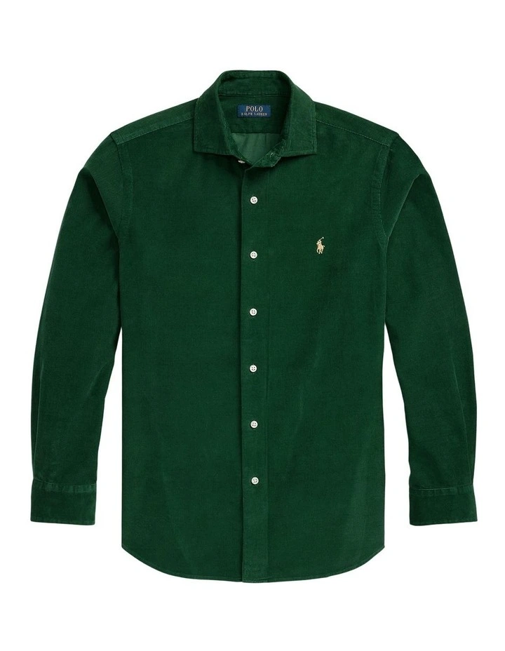 Classic Fit Corduroy Shirt in Green image 4