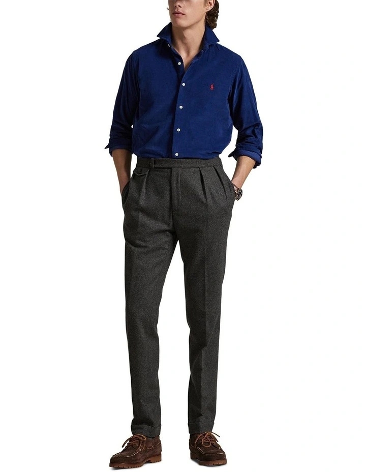 Classic Fit Corduroy Shirt in Navy image 3