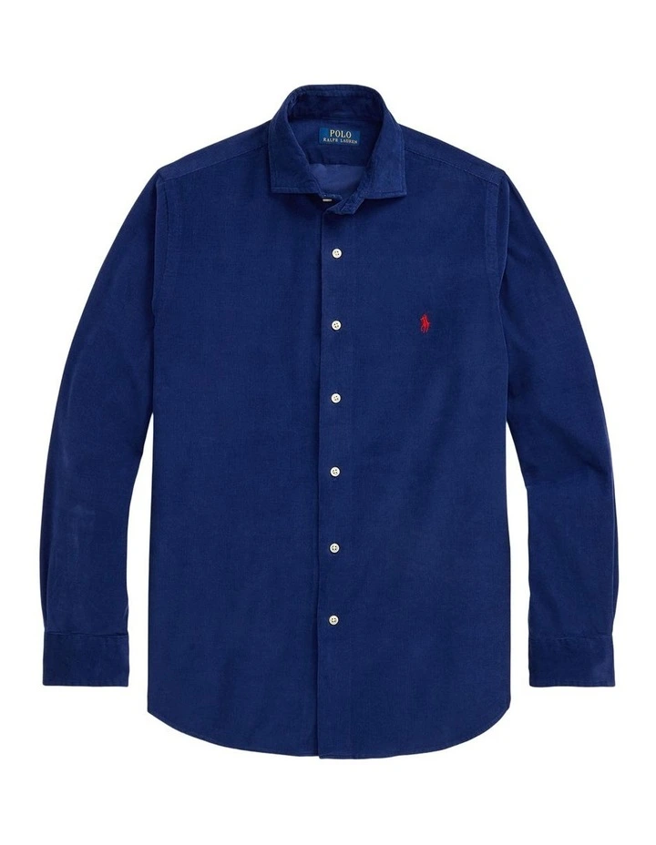Classic Fit Corduroy Shirt in Navy image 4