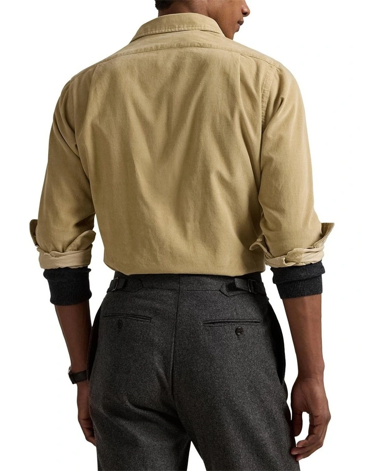 Classic Fit Corduroy Shirt in Beige image 2
