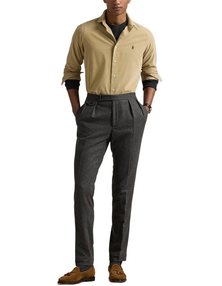 Classic Fit Corduroy Shirt in Beige image 3