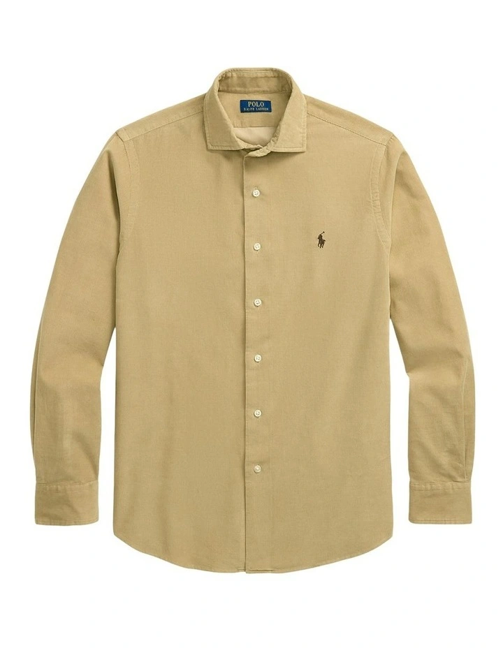Classic Fit Corduroy Shirt in Beige image 4