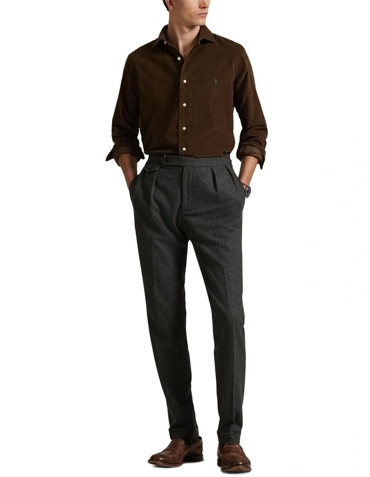 Classic Fit Corduroy Shirt in Brown image 3