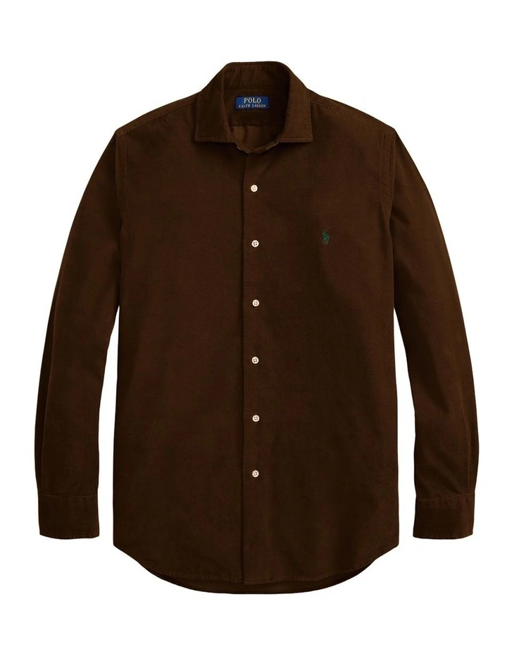 Classic Fit Corduroy Shirt in Brown image 4