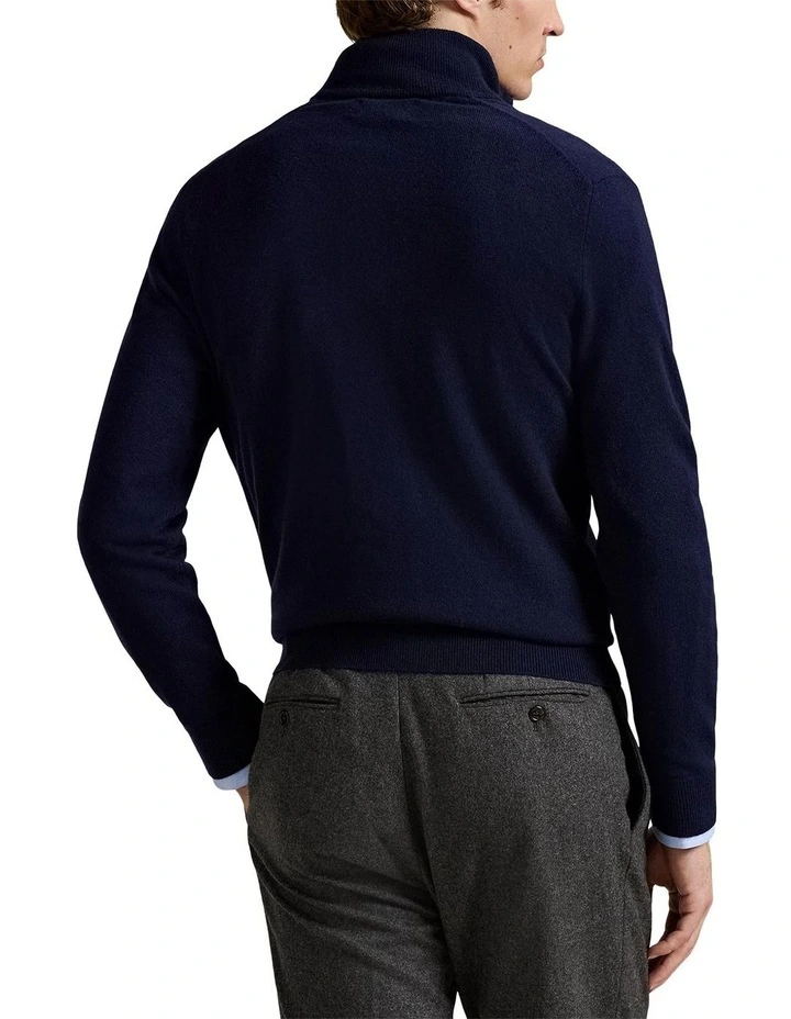 Polo Bear Wool Quarter-Zip Sweater in Blue image 2