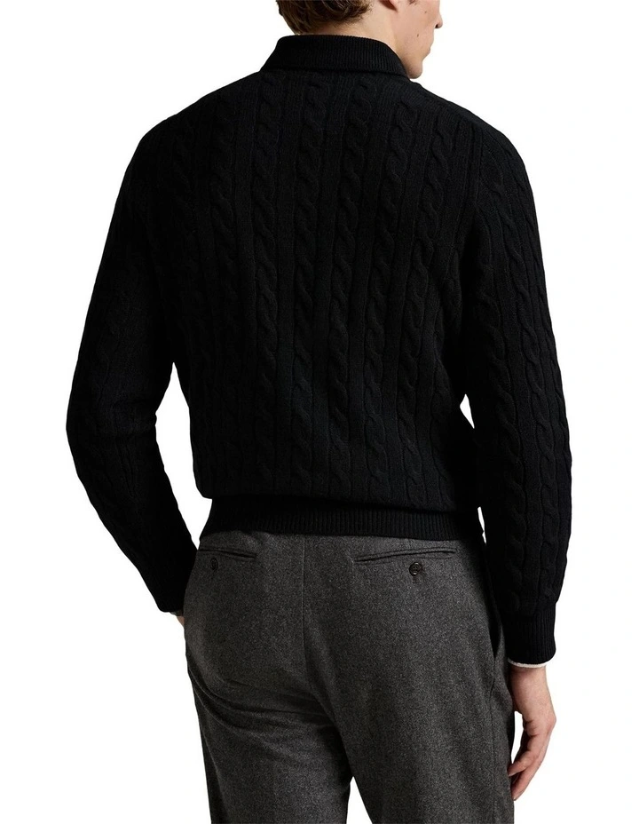 Cable-Knit Wool-Cashmere Sweater in Black image 2