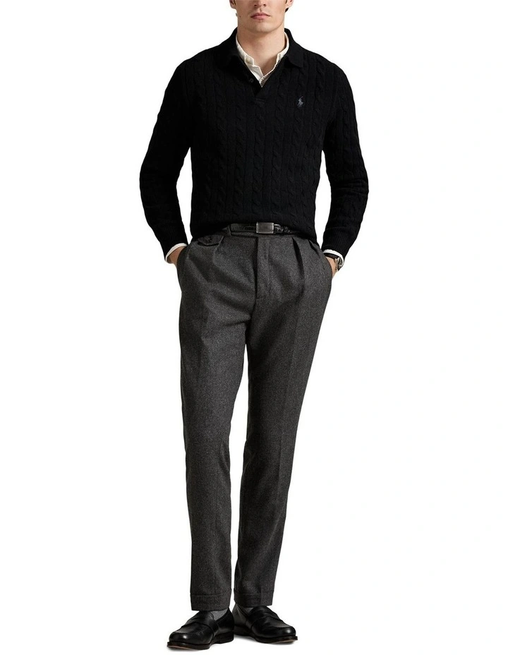 Cable-Knit Wool-Cashmere Sweater in Black image 3