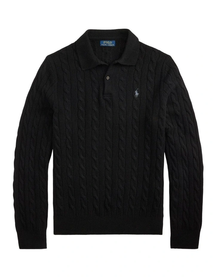 Cable-Knit Wool-Cashmere Sweater in Black image 4