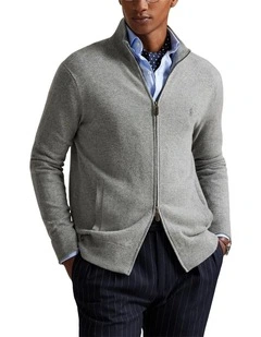 Wool Full-Zip Sweater in Grey