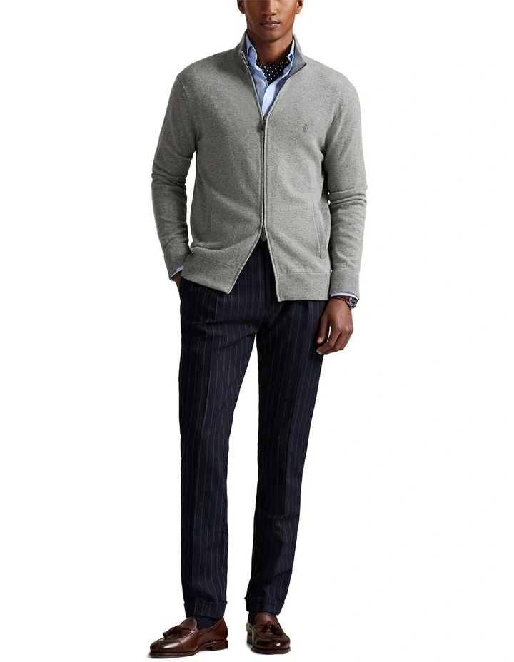 Wool Full-Zip Sweater in Grey image 3