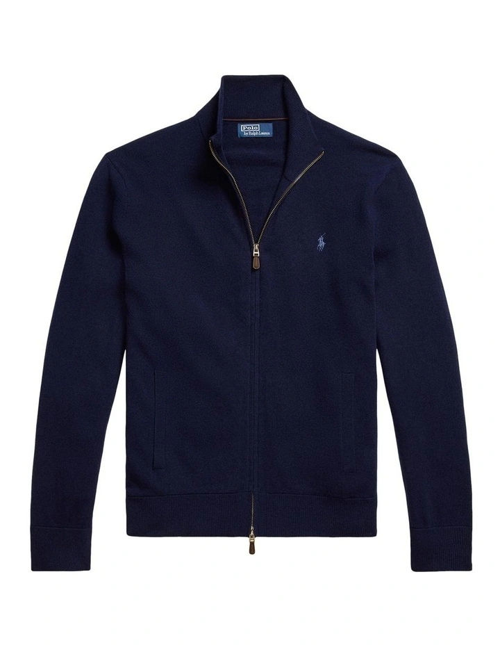 Wool Full-Zip Sweater in Blue image 4