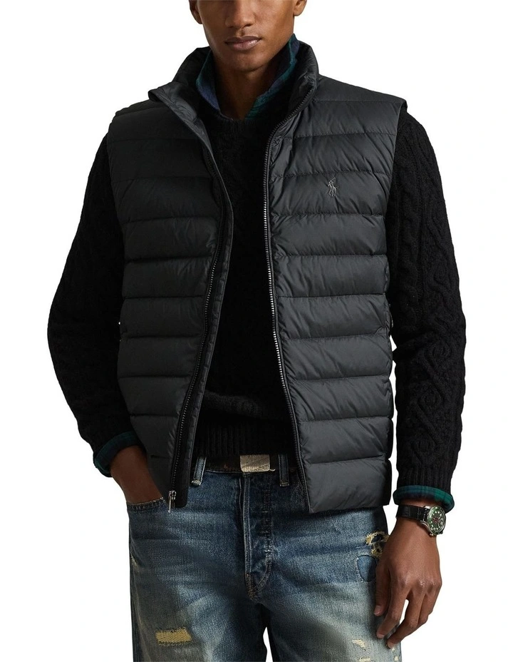 The Colden Packable Down Vest in Black image 1