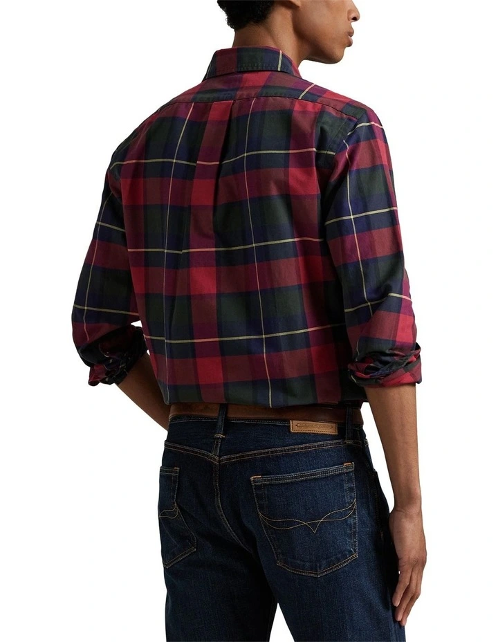 Classic Fit Plaid Oxford Shirt in Blue image 2