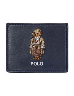 Polo Bear Leather Card Case in Navy