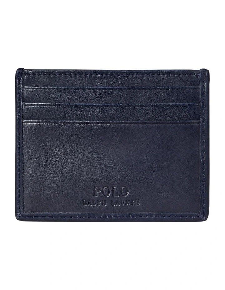 Polo Bear Leather Card Case in Navy image 2