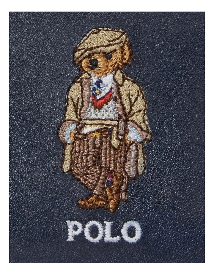 Polo Bear Leather Card Case in Navy image 3