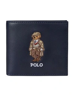 Polo Bear Leather Billfold Wallet in Navy