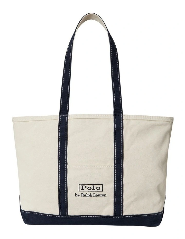 Logo Canvas Medium Tote Bag in Natural image 1