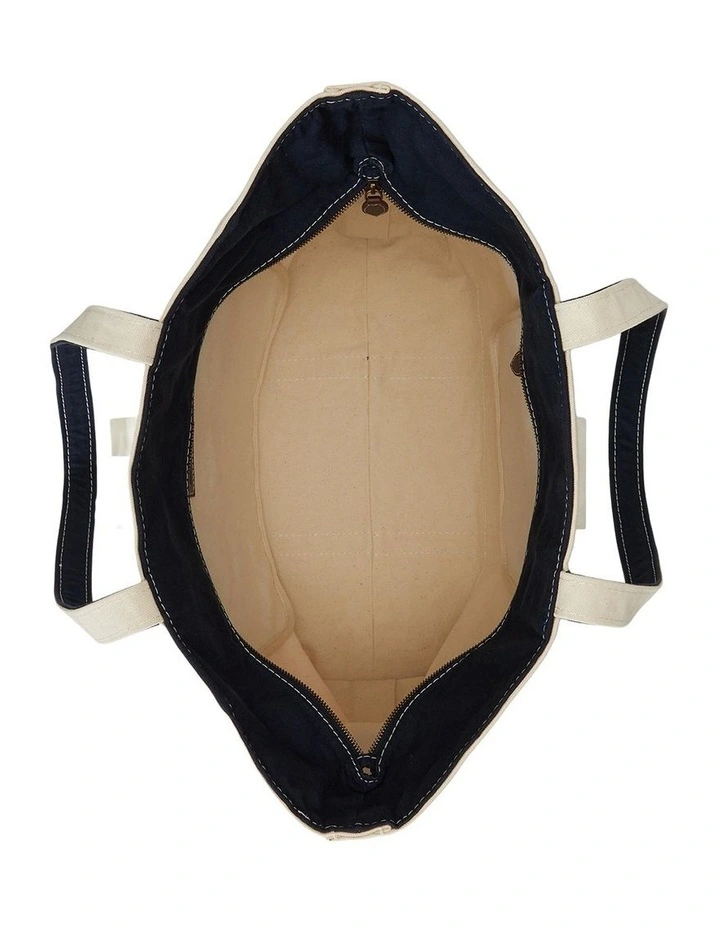 Logo Canvas Medium Tote Bag in Natural image 3