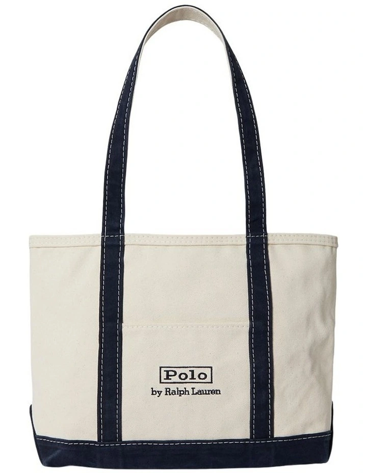 Logo Canvas Small Tote Bag in Natural image 1
