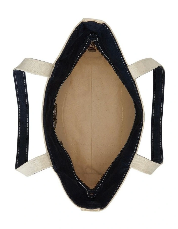 Logo Canvas Small Tote Bag in Natural image 3