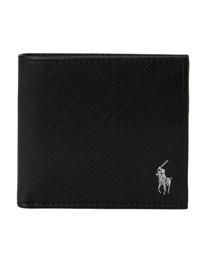 Saffiano Leather Billfold Coin Wallet in Black image 1