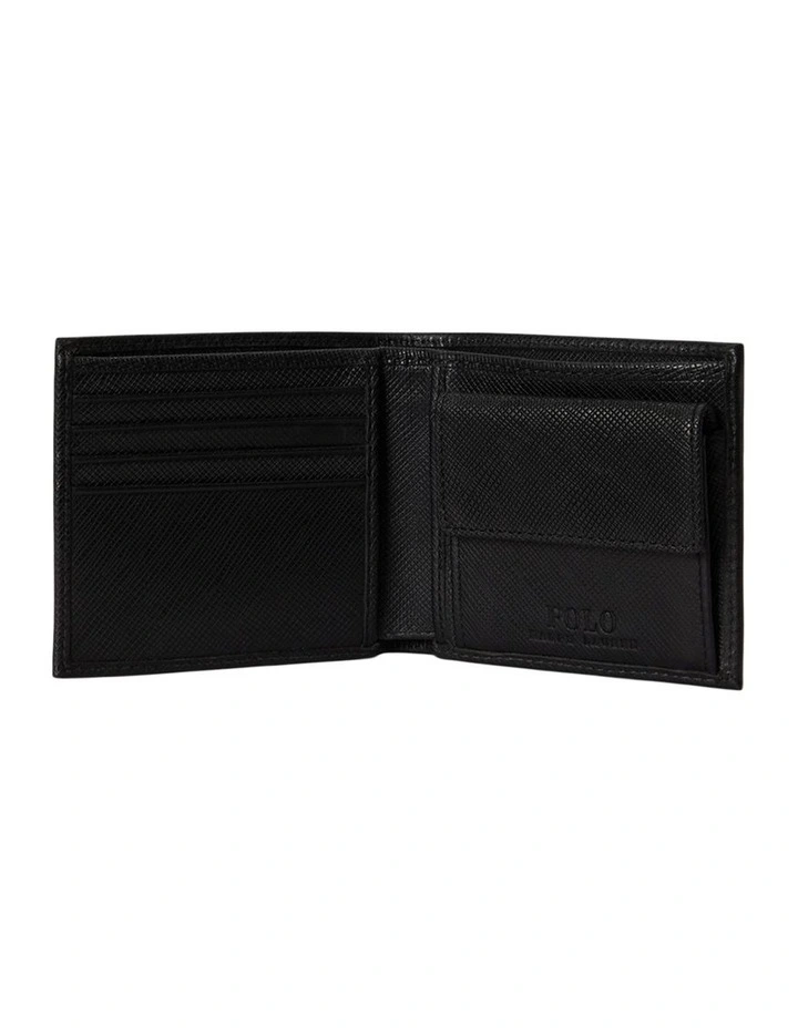 Saffiano Leather Billfold Coin Wallet in Black image 3