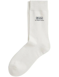Logo Cotton-Blend Crew Socks in White