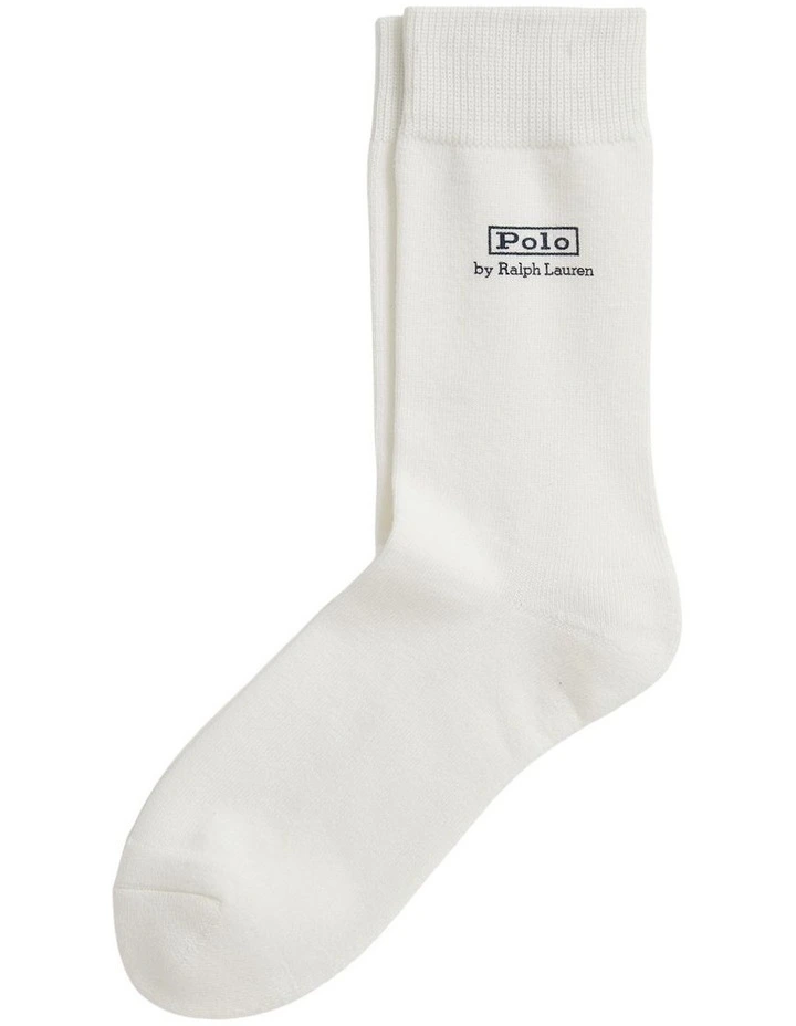 Logo Cotton-Blend Crew Socks in White image 1